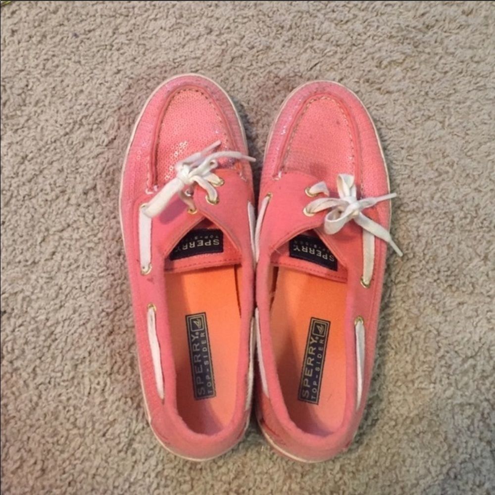 Sperry Top Siders Coral Jersey Sequin Shoes - 7.5 - Picture 2 of 5